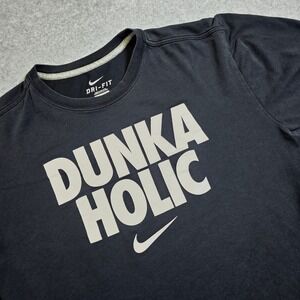 Nike Dri Fit Men's T Shirt Black Dunkaholic Graphic Athletic Tee Size L
